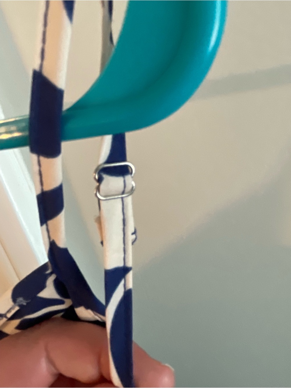 Navy and White Floral Maxi Dress with V-Neck and Spaghetti Straps - Picture 4 of 4